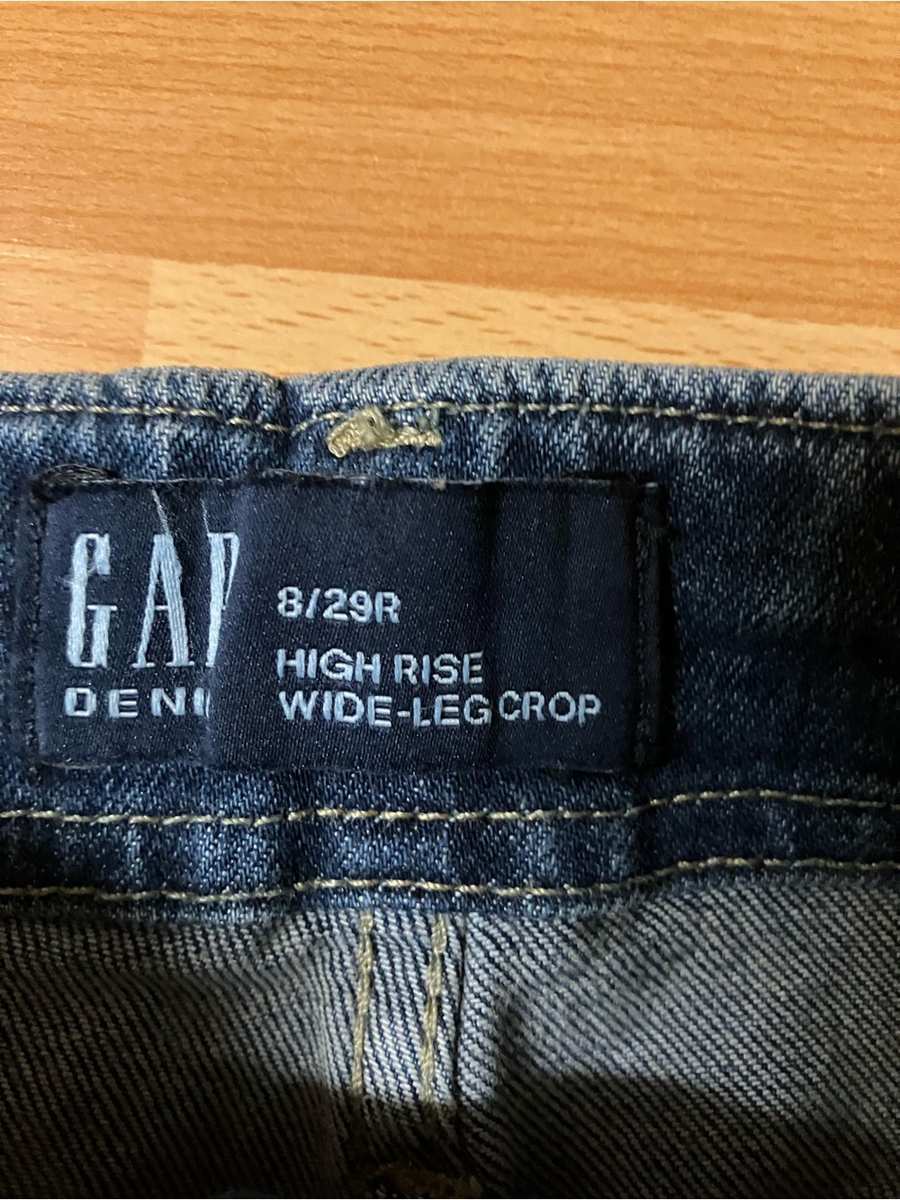 Gap Cropped Wide Leg Dark Blue Utility Jeans/High Rise Size 29R (8R) - Picture 3 of 5